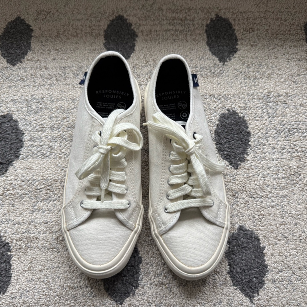Joules White Canvas Sneakers size 7 New